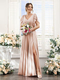 Valeria Blush front view bridesmaid dress