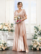 Valeria Blush front view bridesmaid dress