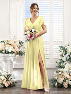 Valeria Daffodil front view bridesmaid dress