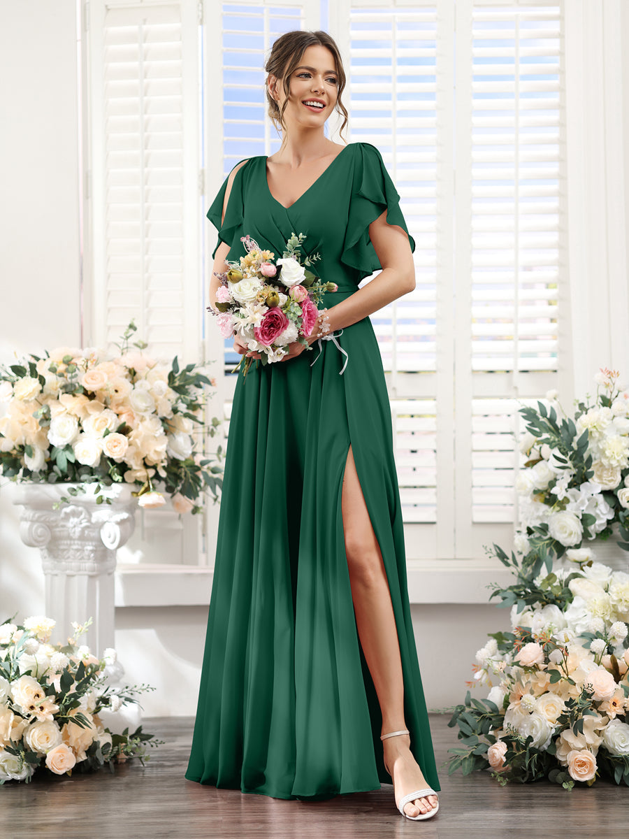 Valeria Hunter Green front view bridesmaid dress