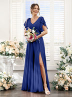 Valeria Royal Blue side view bridesmaid dress