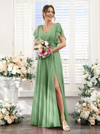Valeria Sage Green back view bridesmaid dress