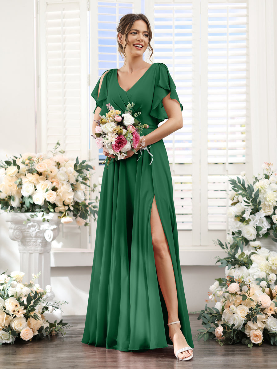 Valeria Emerald front view bridesmaid dress