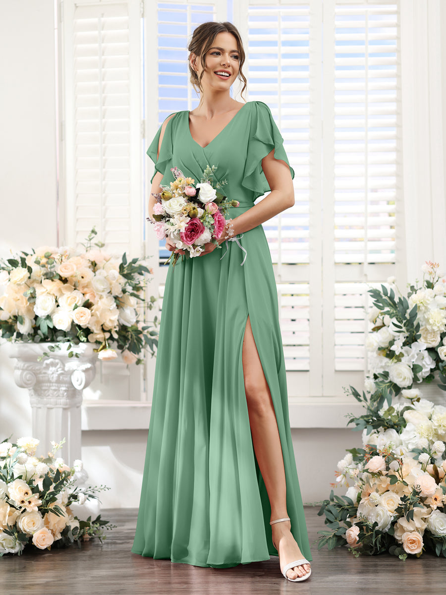 Valeria Eucalyptus front view bridesmaid dress