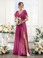 Valeria Fuchsia back view bridesmaid dress