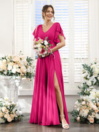 Valeria Fuchsia front view bridesmaid dress