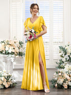 Valeria Gold back view bridesmaid dress