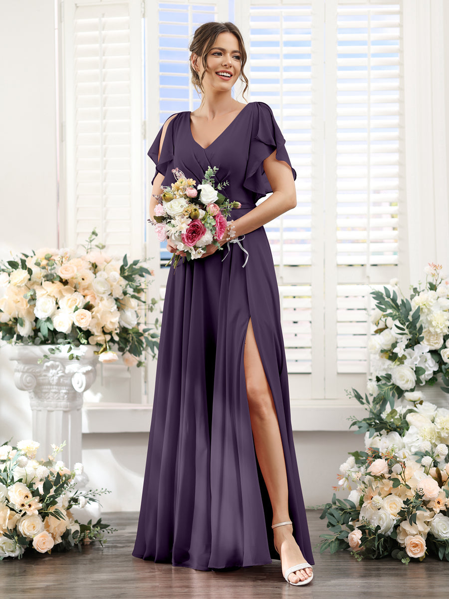 Valeria Grape front view bridesmaid dress