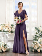 Valeria Grape front view bridesmaid dress