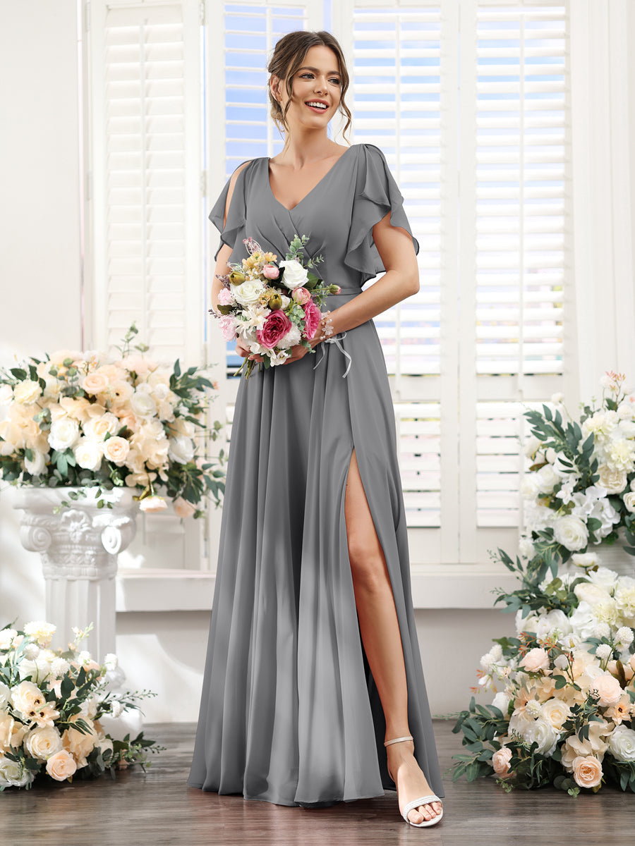 Valeria Grey front view bridesmaid dress