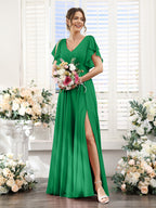 Valeria Forest Green front view bridesmaid dress