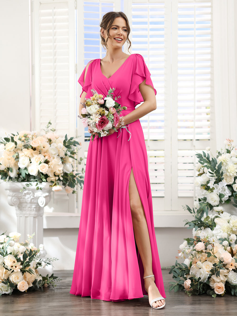 Valeria Hot Pink front view bridesmaid dress