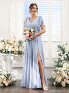 Valeria Lavender front view bridesmaid dress