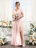 Valeria Pearl Pink back view bridesmaid dress