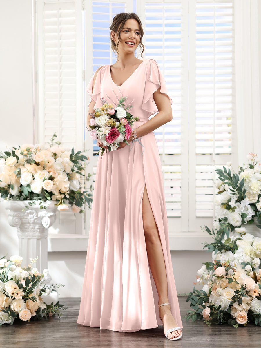 Valeria Pearl Pink back view bridesmaid dress