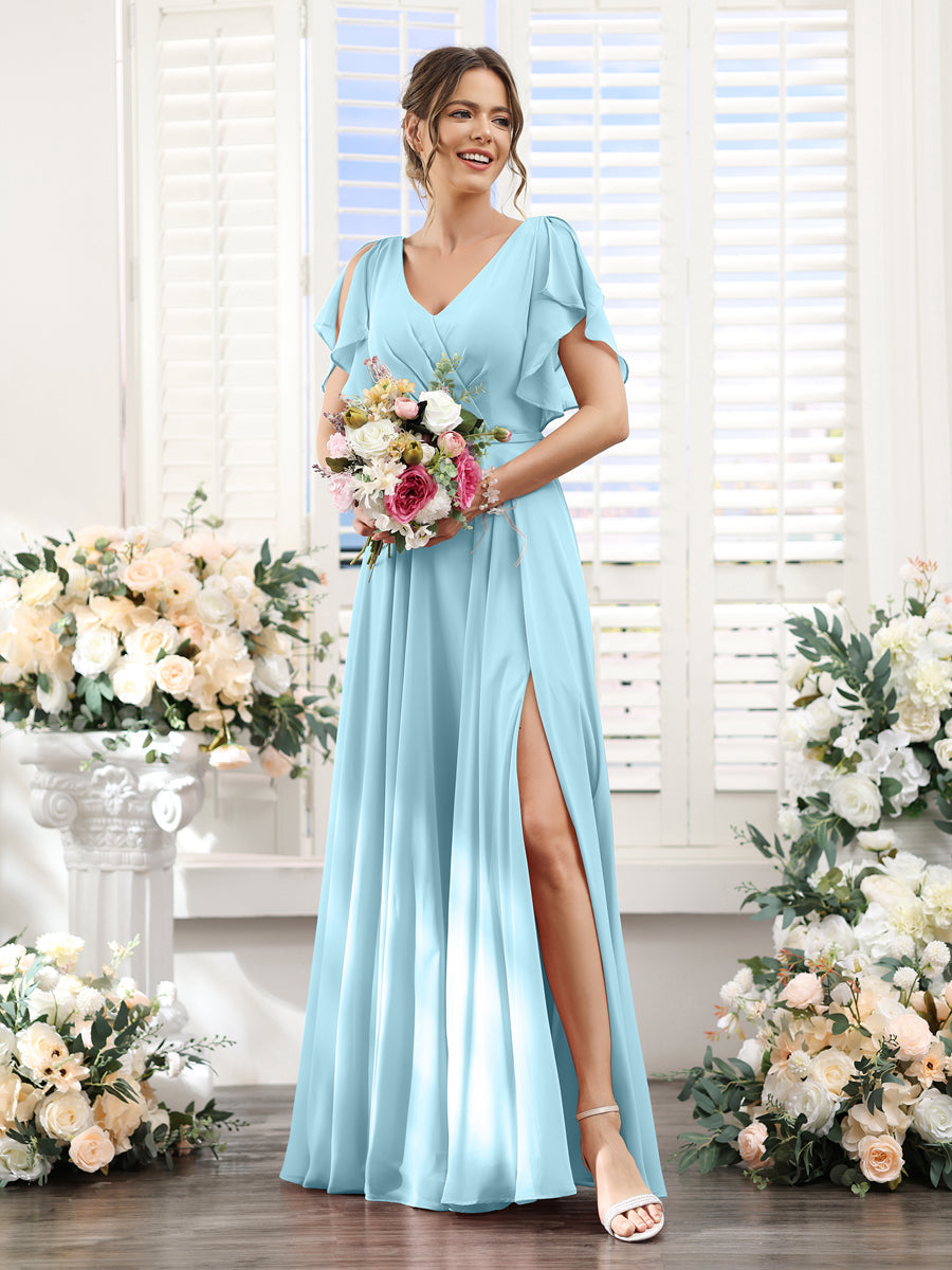 Valeria Sky Blue back view bridesmaid dress