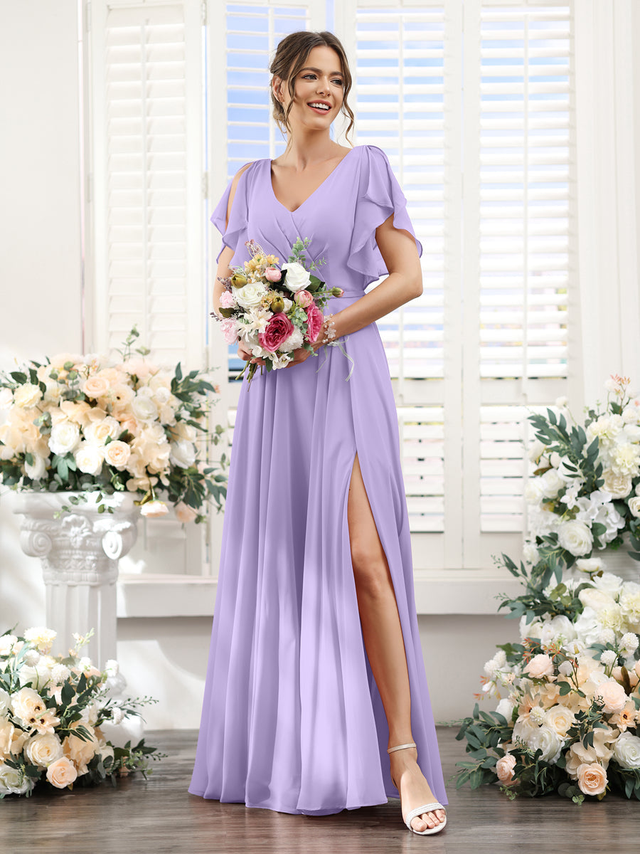 Valeria Lilac front view bridesmaid dress