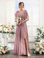 Valeria Mauve front view bridesmaid dress