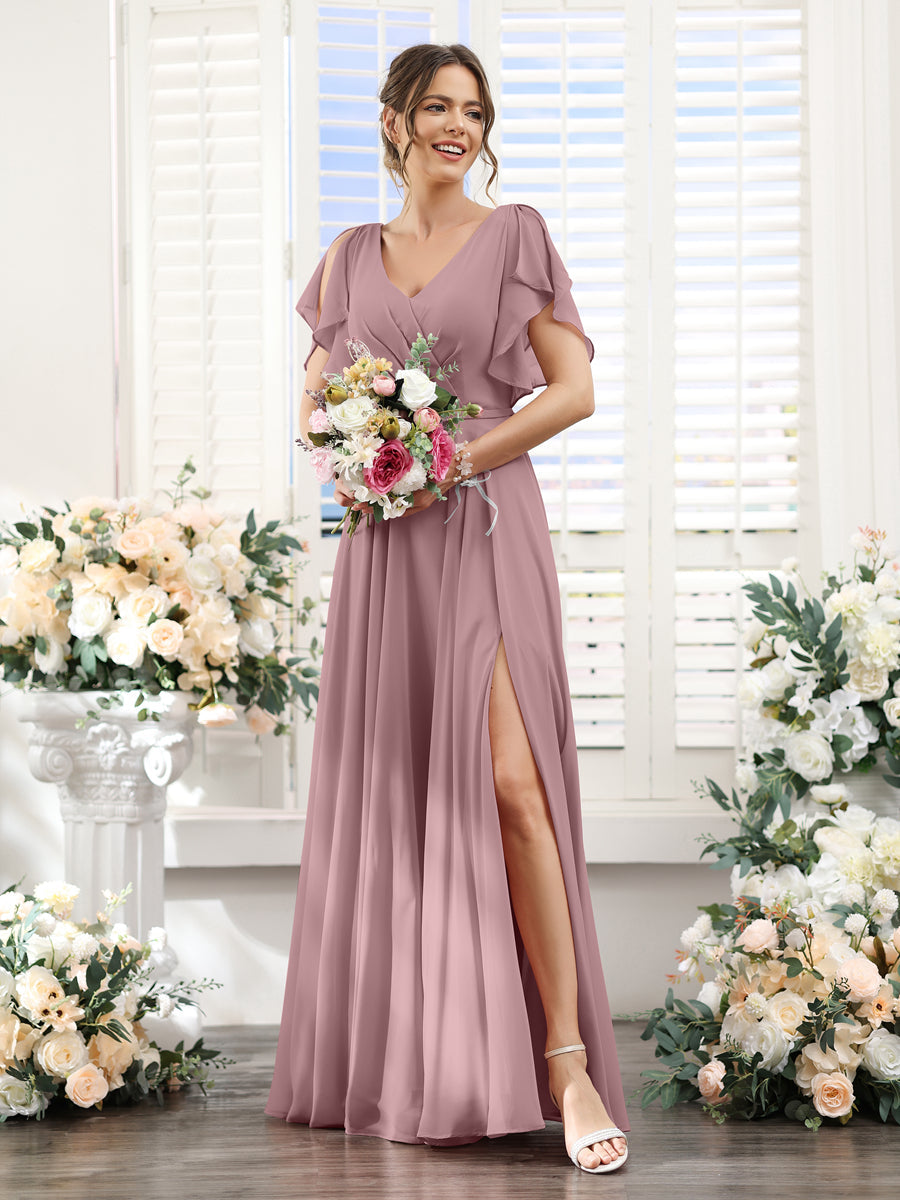 Valeria Mauve front view bridesmaid dress