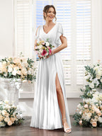 Valeria Ivory front view bridesmaid dress