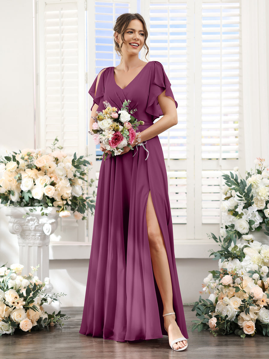Valeria Orchid front view bridesmaid dress