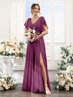 Valeria Orchid front view bridesmaid dress