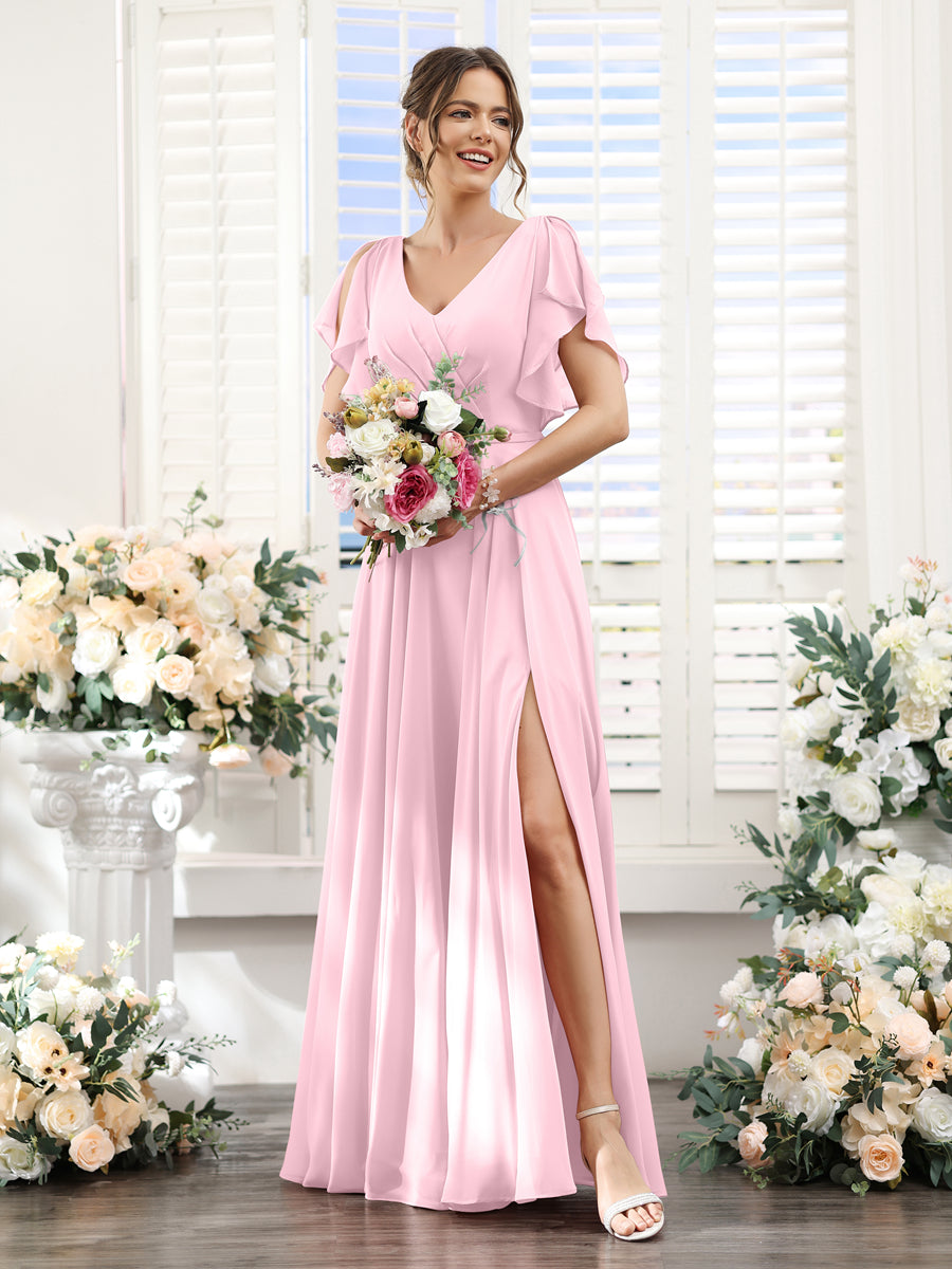 Valeria Rose Pink front view bridesmaid dress