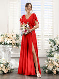 Valeria Red front view bridesmaid dress