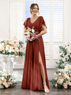 Valeria Rust front view bridesmaid dress