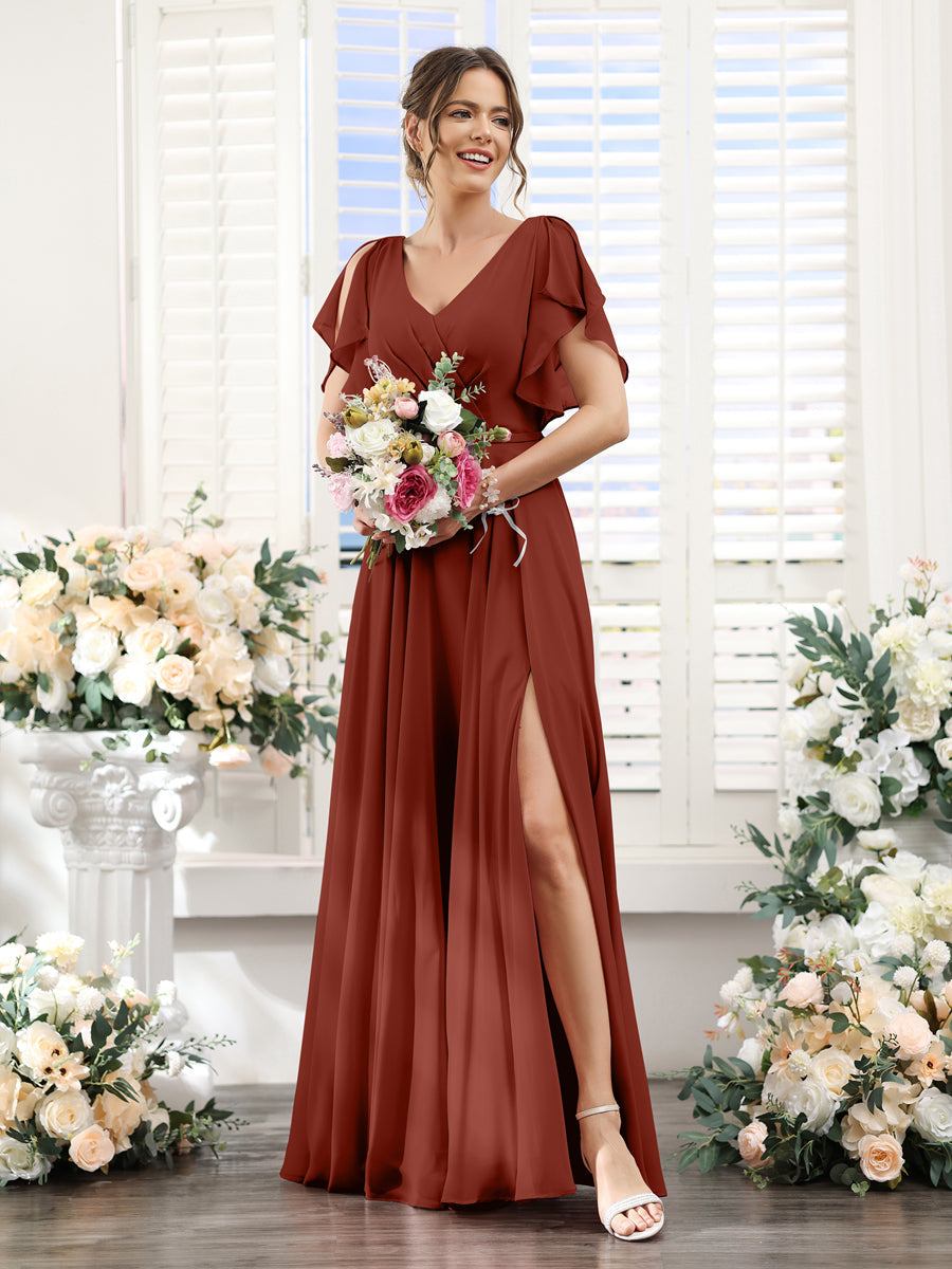 Valeria Rust front view bridesmaid dress