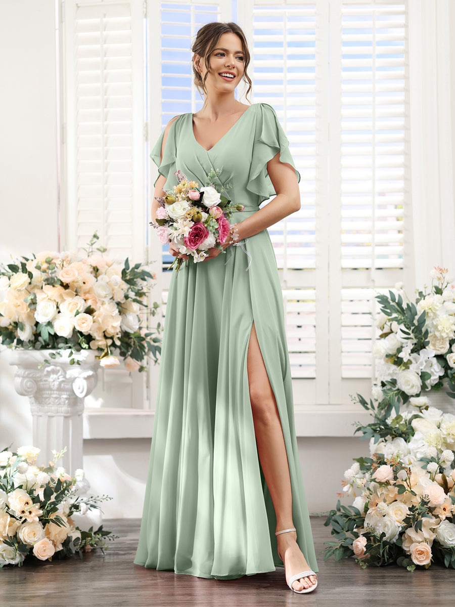 Valeria Sage Green front view bridesmaid dress