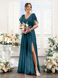 Valeria Teal front view bridesmaid dress