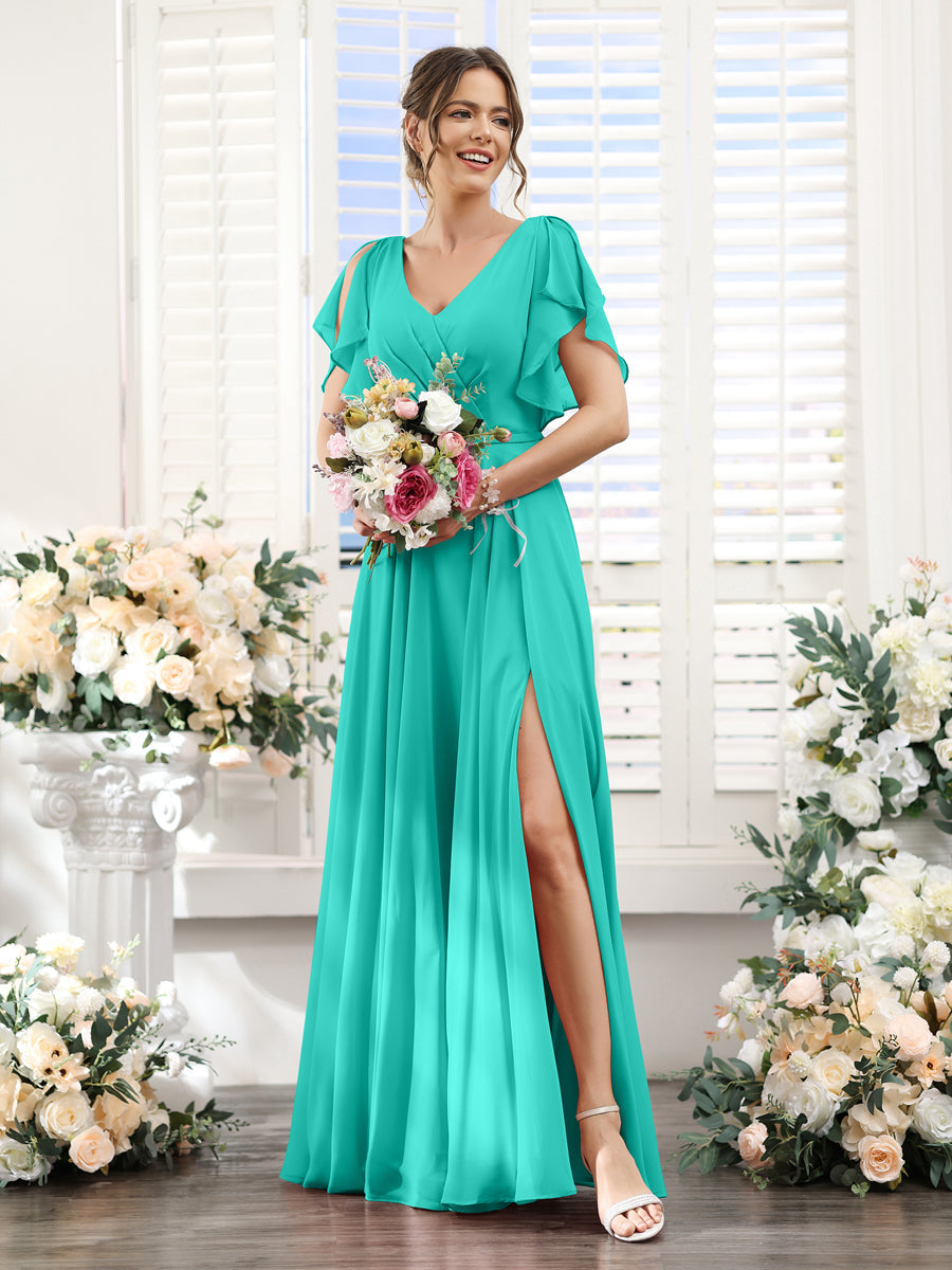 Valeria Turquoise back view bridesmaid dress