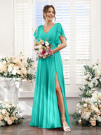 Valeria Turquoise back view bridesmaid dress