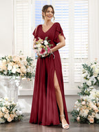 Valeria Burgundy back view bridesmaid dress
