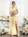 Valeria Yellow front view bridesmaid dress