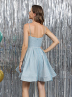 Tahlia sky blue hem detail homecoming dress