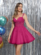 Selene fuchsia front view homecoming dress