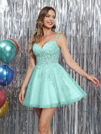 Selene pool blue alternate front view 3 homecoming dress