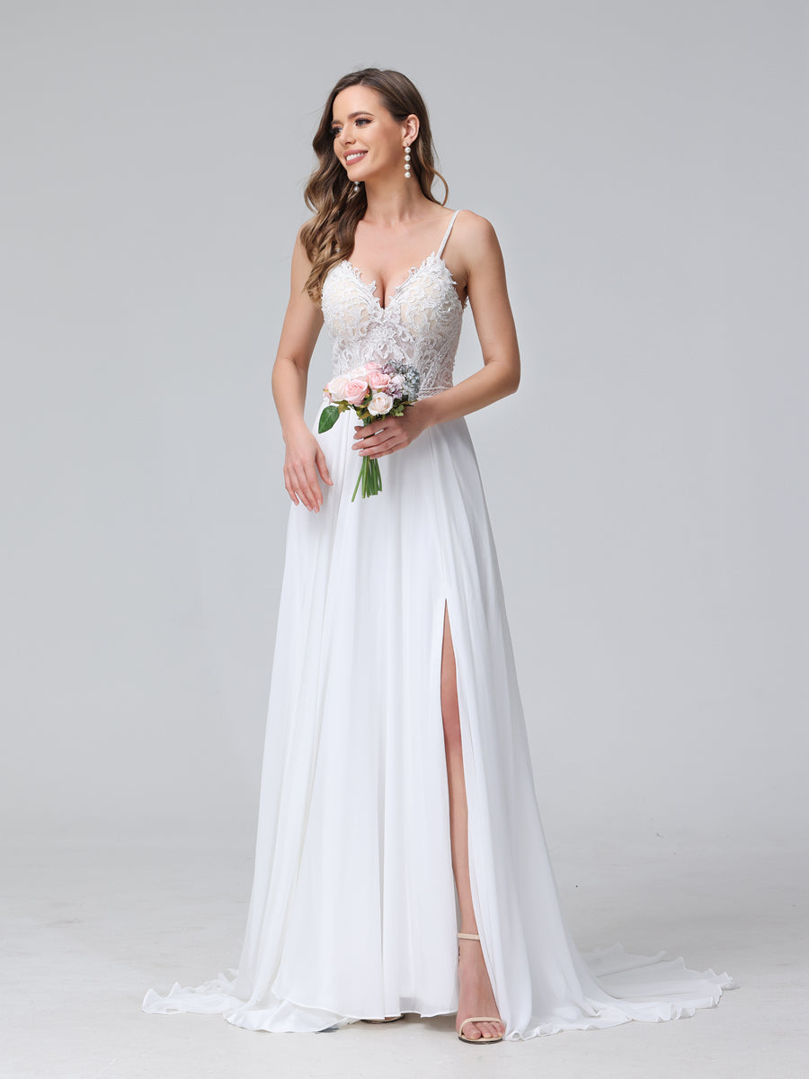 Fleurine white front view wedding dress