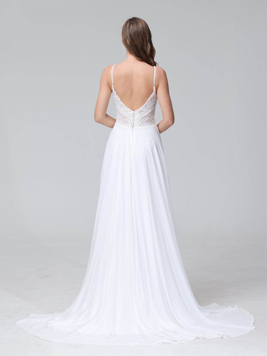 Fleurine white back view wedding dress