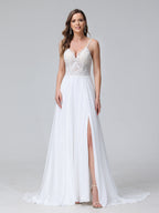 Fleurine white side view wedding dress