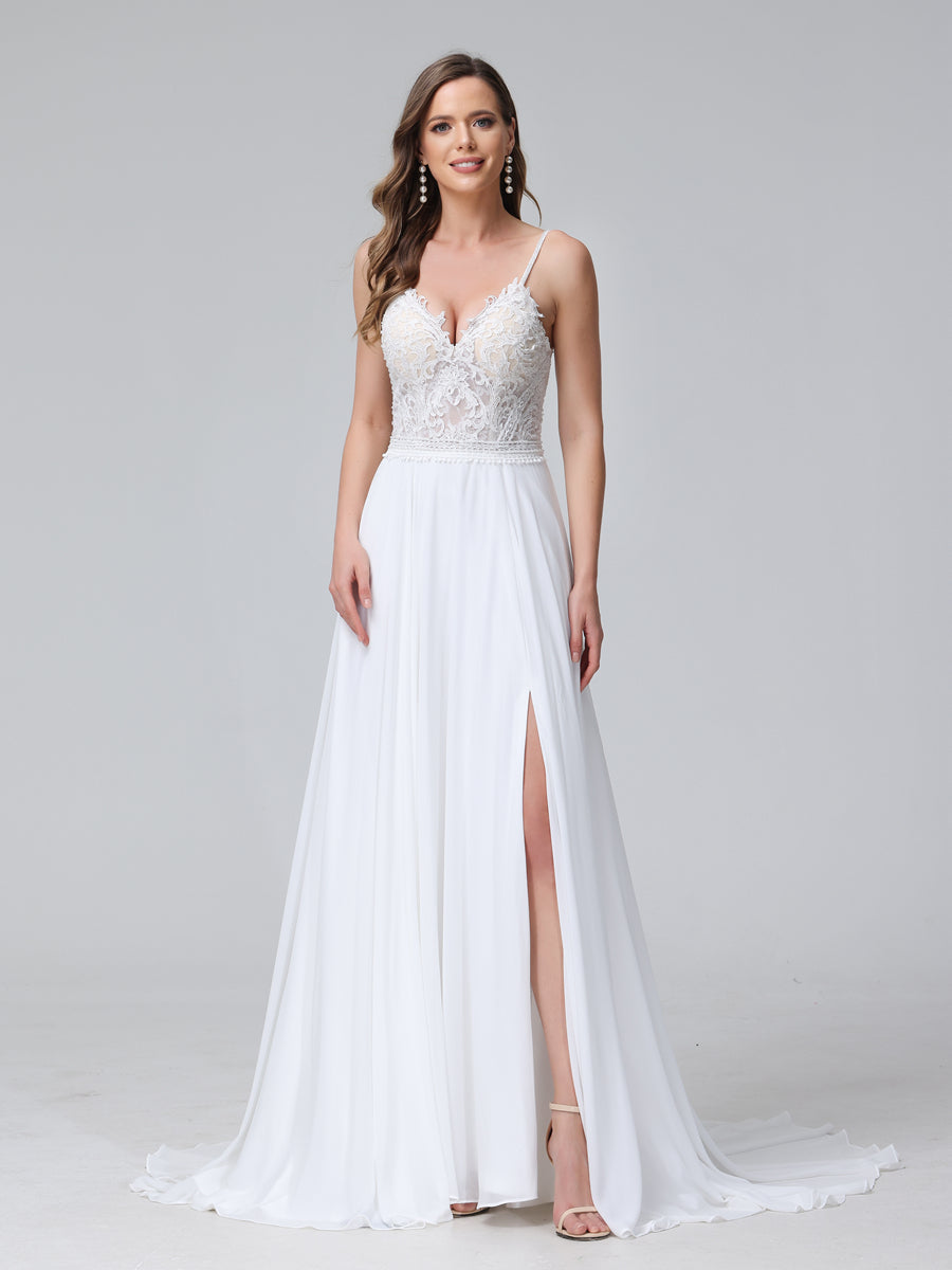 Fleurine white side view wedding dress