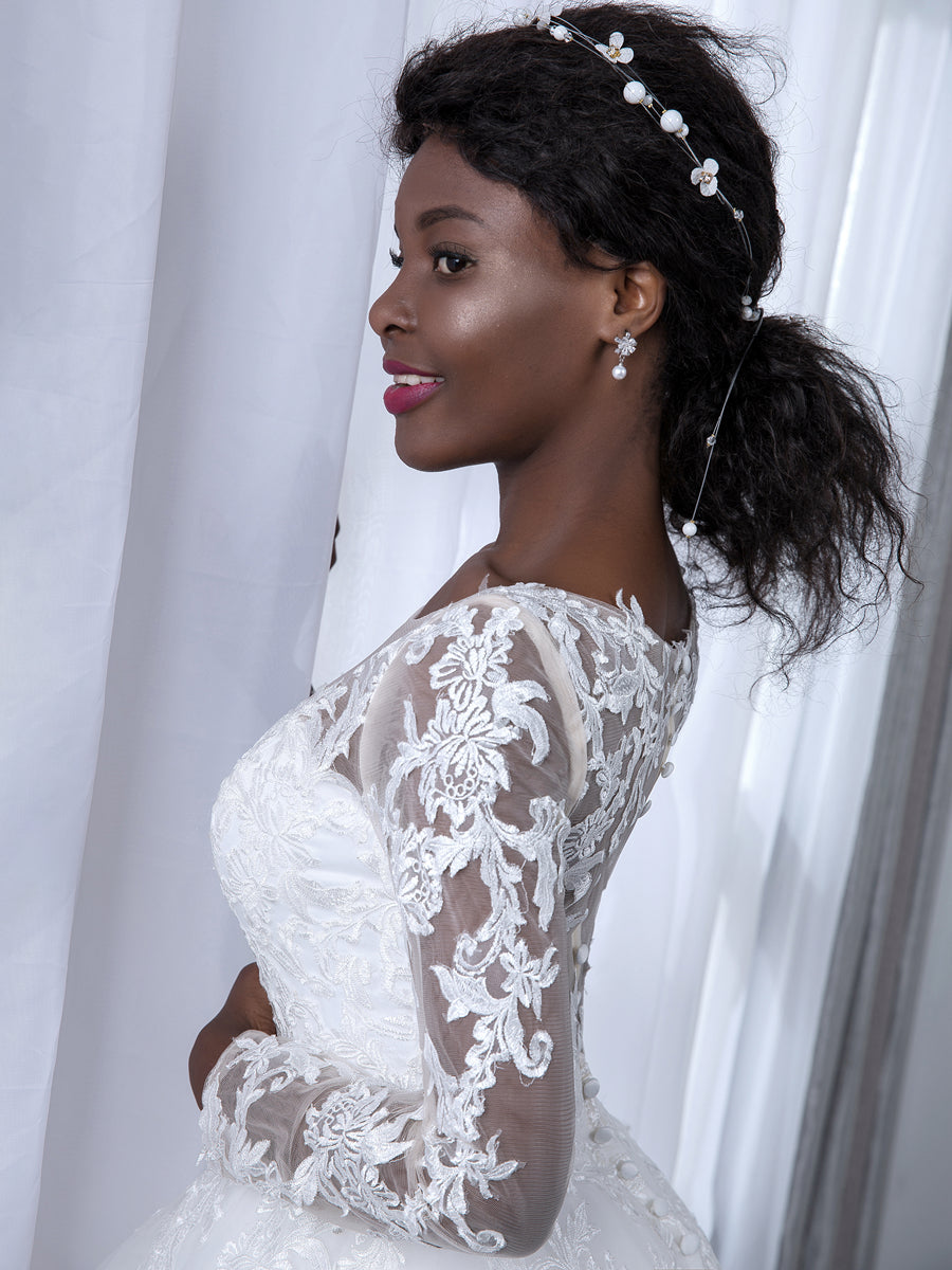 Blythe white fabric detail wedding dress
