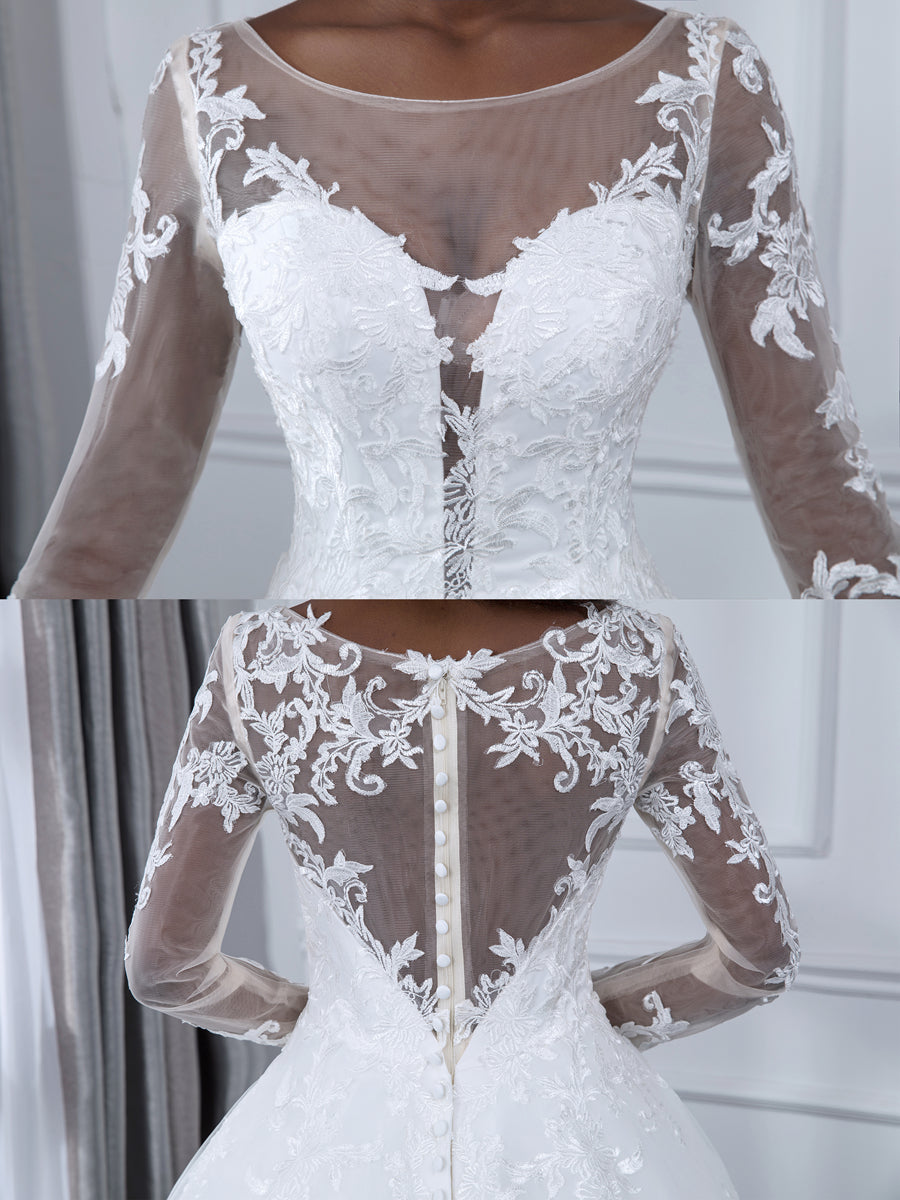 Blythe white hem detail wedding dress