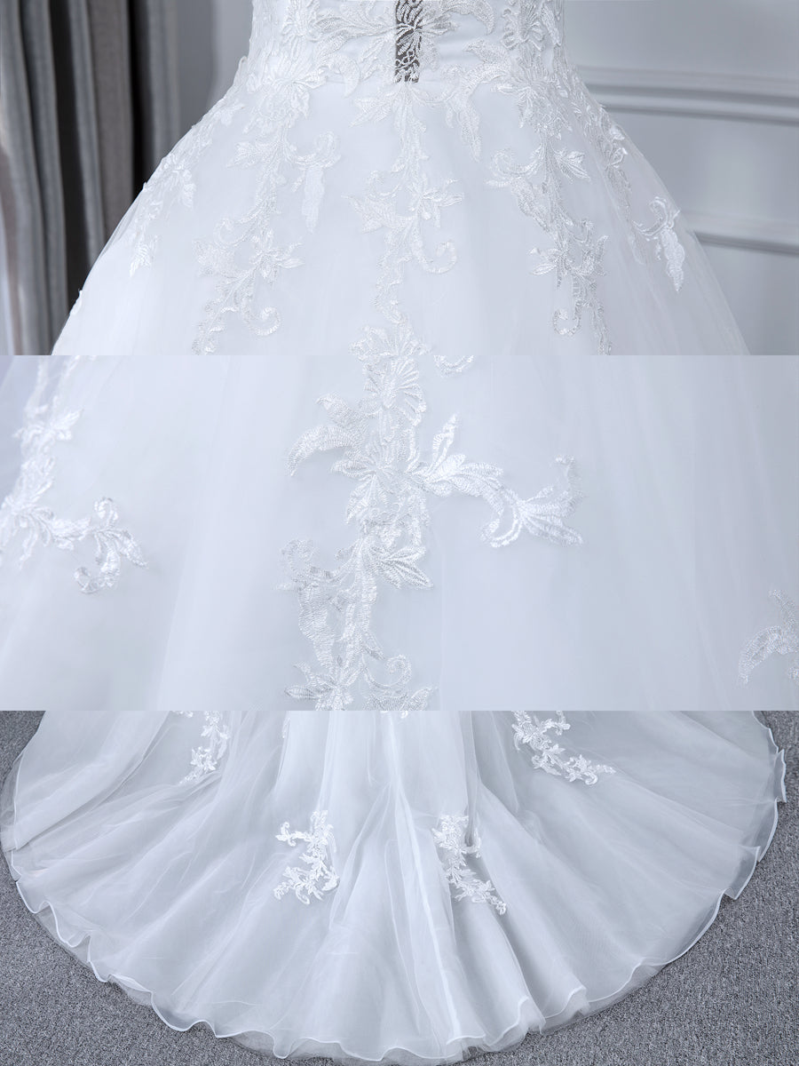 Blythe white detail view wedding dress