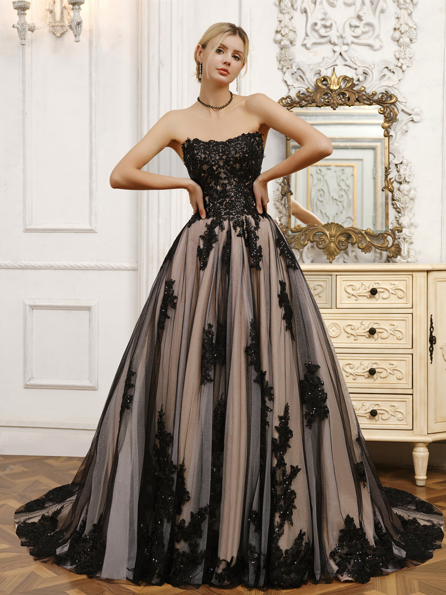 Galatea black front view wedding dress