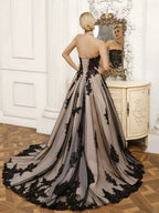 Galatea black back view wedding dress