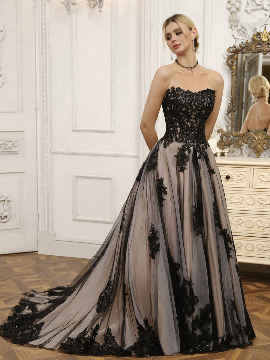 Galatea black detail view wedding dress