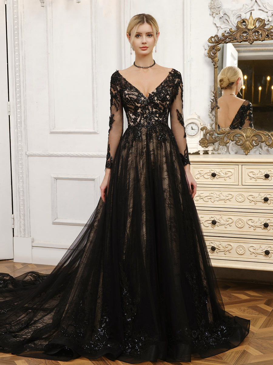 Ismerie black front view wedding dress